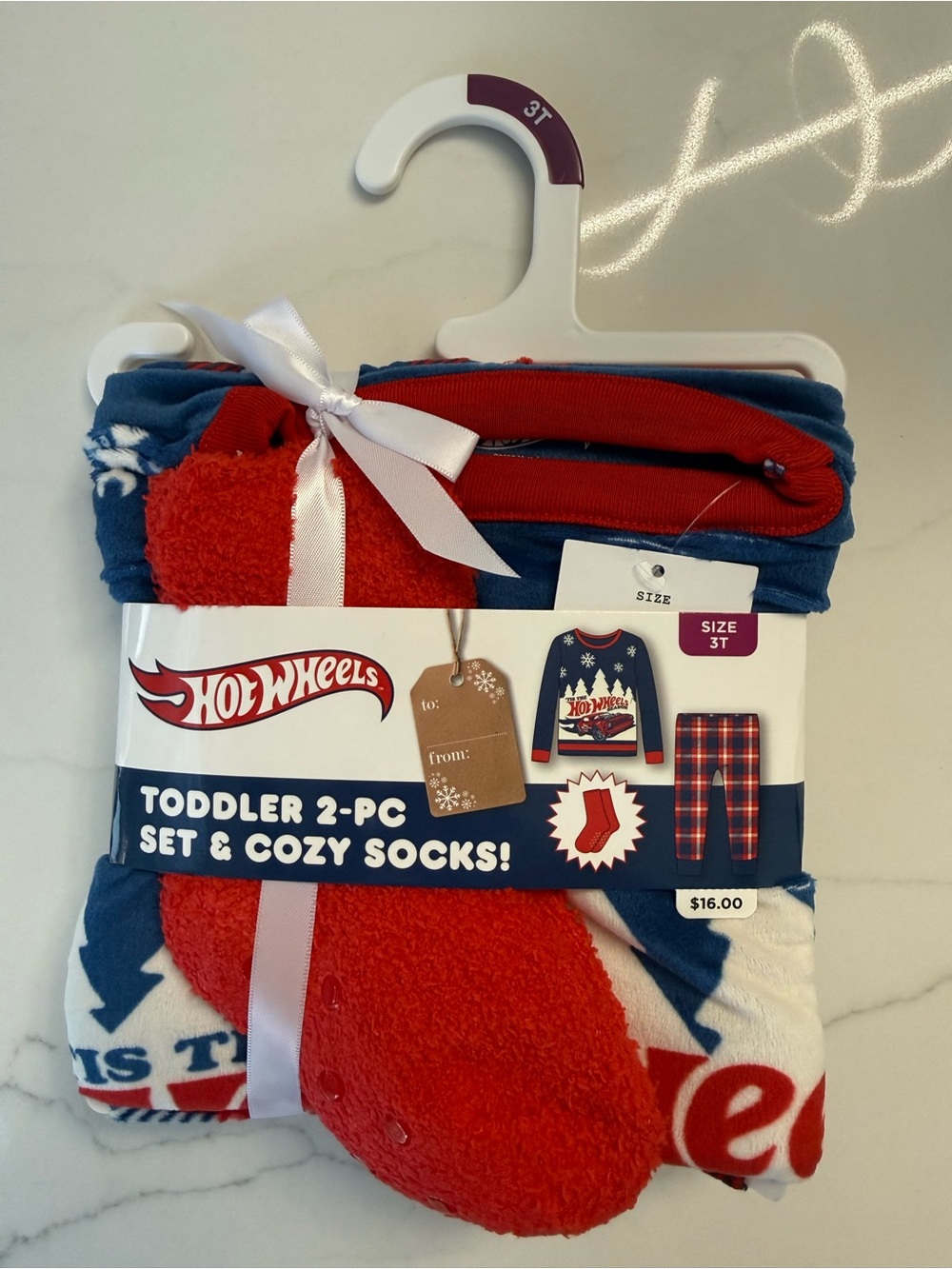 Target Hot Wheels Toddler 2-Pc Pajama Set with Red Socks - Blue & Red